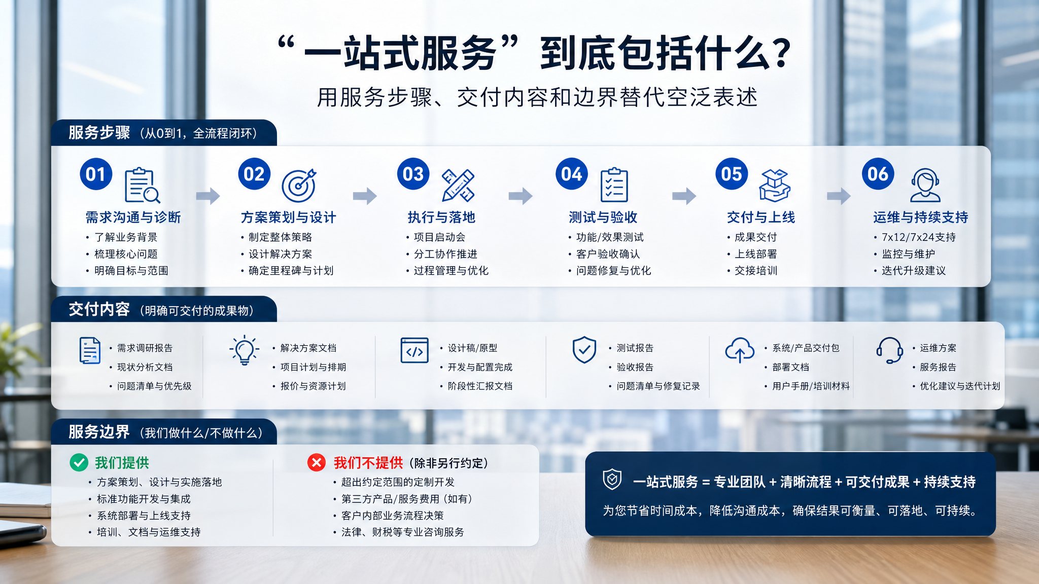 “一站式服务”到底包括什么？企业文案需要把承诺写具体