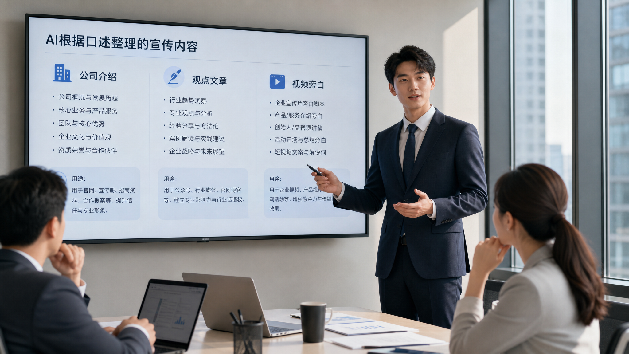 企业负责人一段口述，AI能整理出哪些宣传内容？